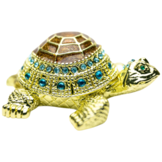 Шкатулка-фигурка декоративная интерьерная в стиле Фаберже (Faberge) сувенирная, коллекционная универсальная шкатулка для ювелирных украшений, бижутерии, мелочей, фигурка, статуэтка "Черепаха" подарки, сувениры, винтаж, декор, интерьер, антик. Ручная р Keren Kopal