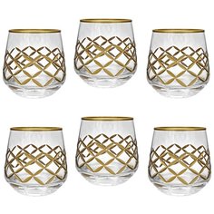 Набор стеклянных стаканов, 6 штук, 345 мл, цвет золотистый, MARMA MM-SET-45