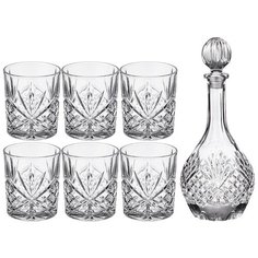 НАБОР ДЛЯ ВИСКИ MUZA 7ПР.: ШТОФ + 6 СТАКАНОВ 950/300 МЛ Lefard