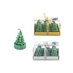 Е91123 Новогодние свечи блестящие елка 5,5см 6шт.в подар.кор.3цв. Snowmen