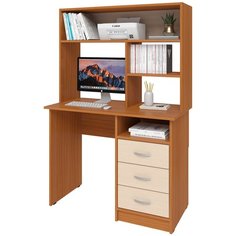 Письменный стол СитиМебель с 3 ящиками и надстройкой, ШхГ: 100х50 см, цвет: вишня оксфорд/дуб молочный