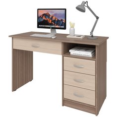 Письменный стол СитиМебель с 3 ящиками и ящиком под столешницей, ШхГ: 120х50 см, цвет: ясень шимо темный/ясень шимо светлый