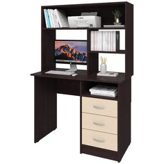 Письменный стол СитиМебель с 3 ящиками и надстройкой, ШхГ: 100х50 см, цвет: венге цаво/дуб молочный