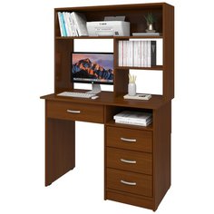 Письменный стол СитиМебель с 3 ящиками, ящиком под столешницей и надстройкой, ШхГ: 100х50 см, цвет: орех экко