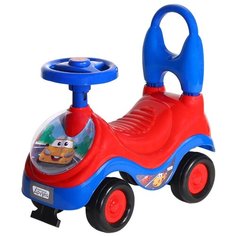 Каталка детская Компания друзей ""Малыш: Машинка"" с клаксоном на руле, машина каталка, толокар, пушкар каталка, машинка каталка, сигнал на руле, цвет красный/синий