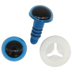 Глазки пластиковые с фиксатором 10мм, 24шт/упак (голубой) АЙРИС пресс