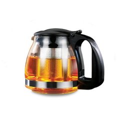 LR06-20 Black Заварочный чайник LARA 1250мл силикатное стекло, стальной фильтр, подъем крышки