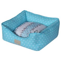 Лежак для собак и кошек Anteprima Yolande 47х47х22 см голубой/белый горошек