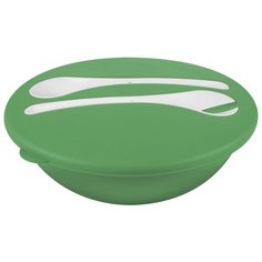 Салатница круглая с крышкой и приборами 3л бархатно-зеленый Plast Team