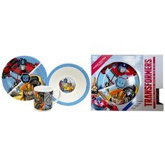 Набор "Transformers" 3 пр.: кружка 240 мл, миска 18 см, тарелка 19 см в подарочной упаковке МФК