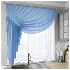 Шторы для кухни Sola "Ромео", голубой, левая