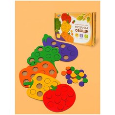 Сортер по цвету, мозаика деревянная ОВОЩИ, развивающая игра для детей Raduga Kids