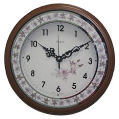 Часы настенные кварцевые B & S BS 2202P белый/коричневый