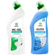 Набор: Средство для чистки сантехники "WC- Gel" + Чистящий гель для ванны и туалета "Gloss breeze" Grass