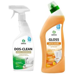 Набор: Универсальное чистящее средство "Dos-clean" + Чистящий гель для ванны и туалета "Gloss amber" Grass