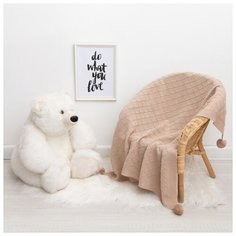 Вязаный плед Крошка Я Рисунок ромб, 90*90 см, бежевый