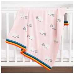 Плед вязаный Крошка Я "Овечки", цвет розовый, 80*100 см, 100% хлопок