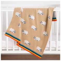 Плед вязаный Крошка Я "Овечки", цвет бежевый, 80*100 см, 100% хлопок