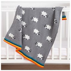 Плед вязаный Крошка Я "Овечки", цвет серый, 80*100 см, 100% хлопок