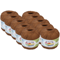 Пряжа Alpina Lily, 100 % хлопок, 50 г, 175 м, 10 шт., №037 св.коричневый