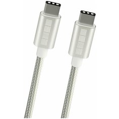 Кабель INTERSTEP TypC-TypC USB2.0 , нейлон, 1м, серебряный