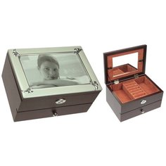 Шкатулка-фоторамка ювелирная "MORETTO" 2-ярусная 18*13*10см, 39701