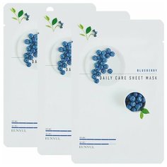 Набор:Тканевая маска для лица с экстрактом черники, 22г, 3 шт, EUNYUL