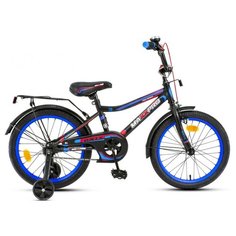 Детский велосипед MaxxPro ONIX 18" чёрно-синий с боковыми колесами