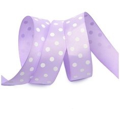 Лента репсовая в рубчик LDRG43002925 (107) крупный горошек 25мм цв.св.сиреневый-белый уп.27,4м Ideal