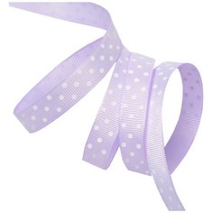 Лента репсовая в рубчик LDRG43002912 (106) крупный горошек 12мм цв.св.сиреневый-белый уп.27,4м Ideal
