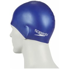 Шапочка для плавания Speedo "Plain Moulded Silicone Junior Cap", цвет: синий