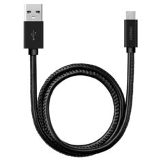 Кабель Deppa Leather USB - microUSB (72268/72269) 1.2 м, черный