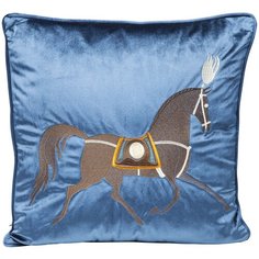 KARE Design Подушка Horse, коллекция "Лошадь" 45*45*8, Бархат, Полиэстер, Синий
