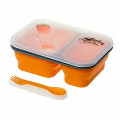 Контейнер Tramp TRC-090 силиконовый 2 отсека с ловилкой 900мл, оранжевый