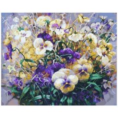 Раскраска по номерам "Ноктюрн Анютины глазки" Белоснежка