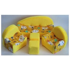 Мягкая мебель для кукол диван, 2 кресла, 2 пуфика Росимпел