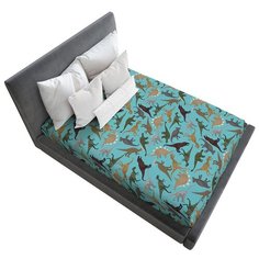 Простыня натяжная Ambesonne с принтом "Отряд динозавров", 160х200 см