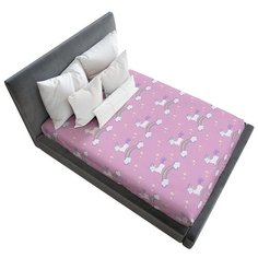 Простыня натяжная Ambesonne с принтом "Единорог на радуге", 180х200 см