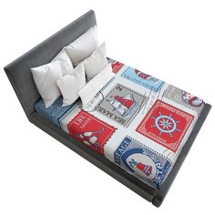 Простыня натяжная Ambesonne с принтом "Морские почтовые марки", 140х200 см