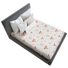 Простыня натяжная Ambesonne с принтом "Вигвамы и лисы", 160х200 см