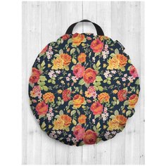 Декоративная подушка сидушка "Цветочный ковер" на пол круглая, 52 см Joy Arty