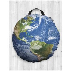 Декоративная подушка сидушка "Одинокая планета" на пол круглая, 52 см Joy Arty