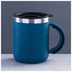 Термокружка Take it easy "Каркан", с крышкой, 450 мл, синяя, 12,5*10,5 см