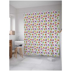 Штора (занавеска) для ванной "Улыбчивые черепашки" из сатена, 180х200 см с крючками Joy Arty
