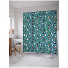 Штора (занавеска) для ванной "Зимние забавы зверей" из сатена, 180х200 см с крючками Joy Arty