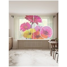 Фототюль JoyArty "Цветочная картина маслом", 145x180 см (2 полотна со шторной лентой + 50 крючков)