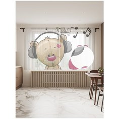 Фототюль JoyArty "Музыкальный мишка", 145x180 см (2 полотна со шторной лентой + 50 крючков)
