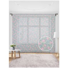 Жаккардовый тюль JoyArty (вуаль, штора) на шторной ленте "Поляна розовых роз", 280x255 см