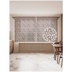 Фототюль JoyArty "Пастельно-розовая поляна цветов", 145x180 см (2 полотна со шторной лентой + 50 крючков)