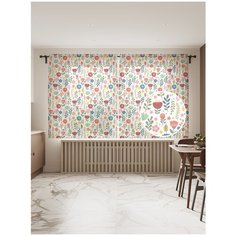Фототюль JoyArty "Разноцветная поляна цветов", 145x180 см (2 полотна со шторной лентой + 50 крючков)